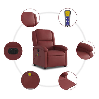vidaXL Massagesessel Elektrisch Weinrot Kunstleder