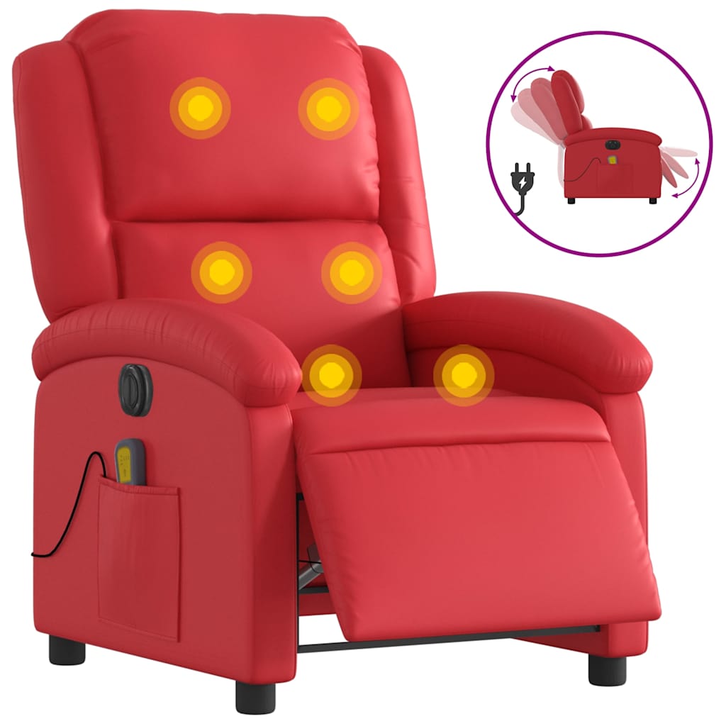 vidaXL Massagesessel Elektrisch Rot Kunstleder