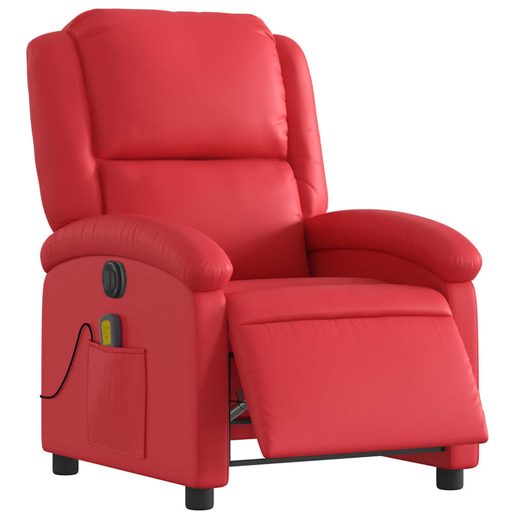 vidaXL Massagesessel Elektrisch Rot Kunstleder
