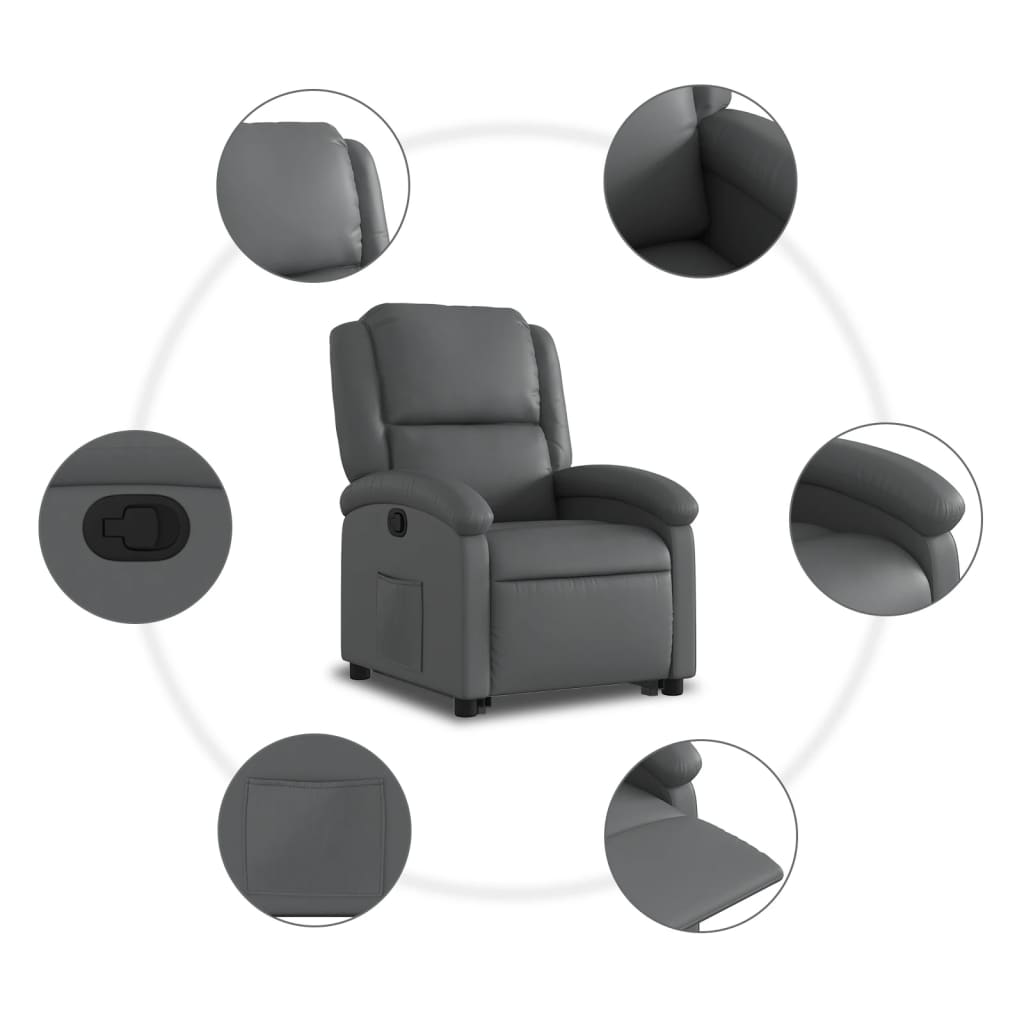vidaXL Relaxsessel mit Aufstehhilfe Grau Kunstleder