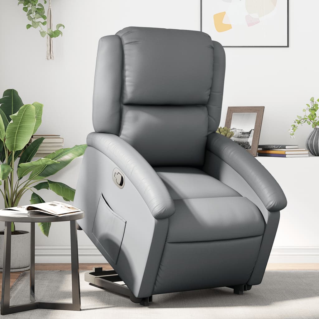 vidaXL Relaxsessel mit Aufstehhilfe Grau Kunstleder