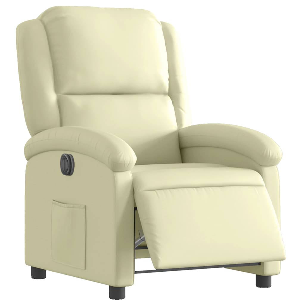 vidaXL Relaxsessel Elektrisch Creme Echtleder