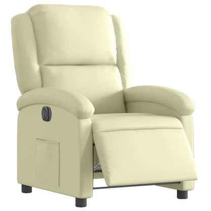 vidaXL Relaxsessel Elektrisch Creme Echtleder
