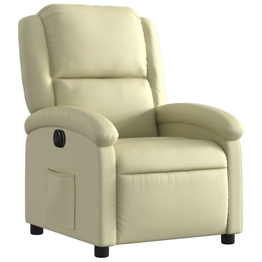 vidaXL Relaxsessel Elektrisch Creme Echtleder