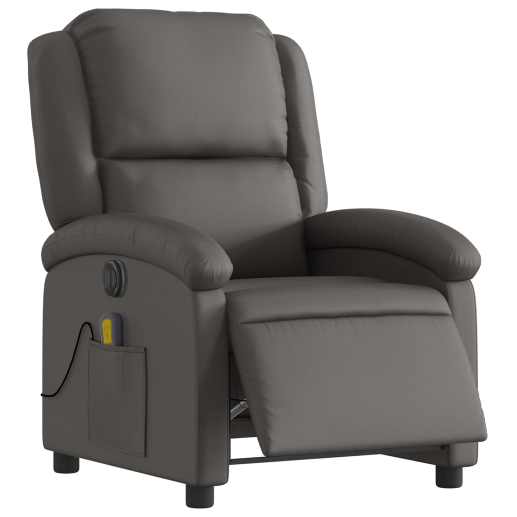 vidaXL Relaxsessel Elektrisch Grau Echtleder