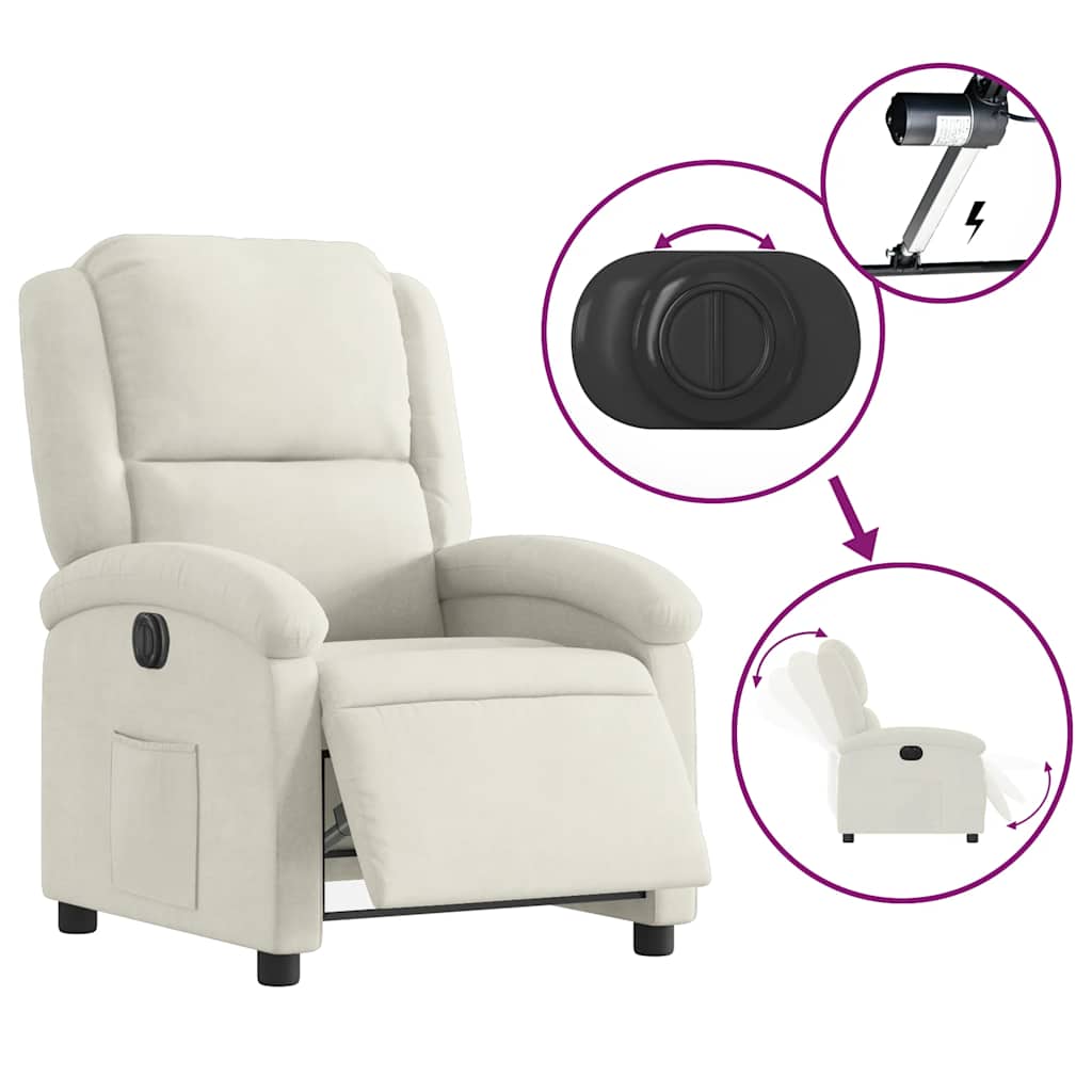 vidaXL Relaxsessel Elektrisch Creme Samt