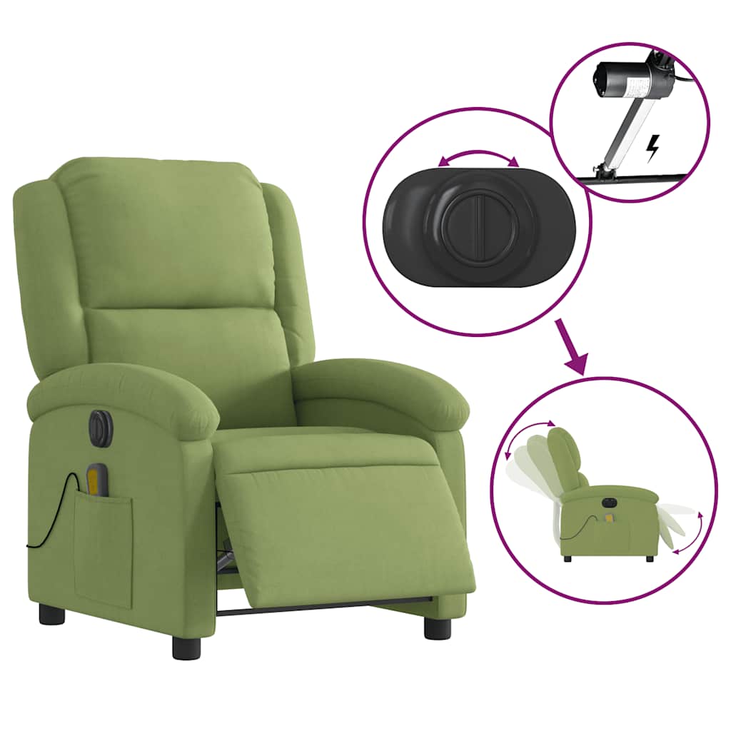 vidaXL Massagesessel Elektrisch Hellgrün Samt