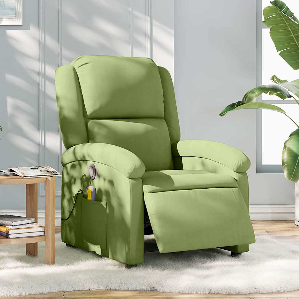 vidaXL Massagesessel Elektrisch Hellgrün Samt