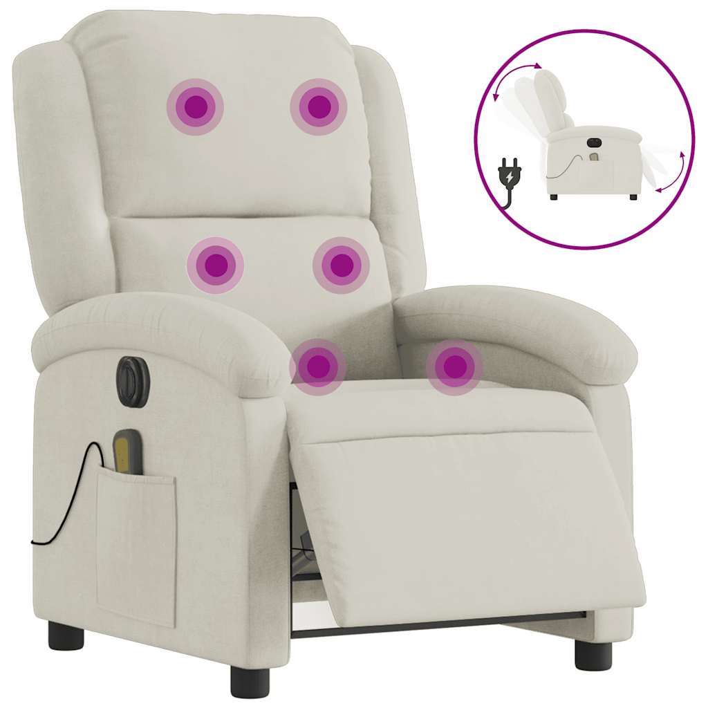 vidaXL Massagesessel Elektrisch Creme Samt