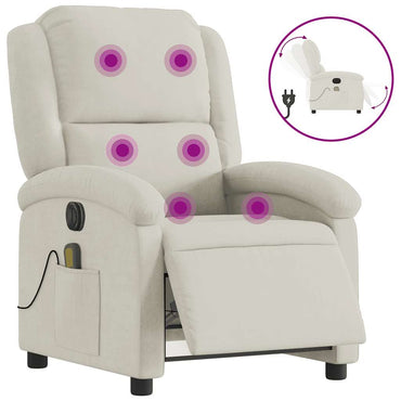 vidaXL Massagesessel Elektrisch Creme Samt