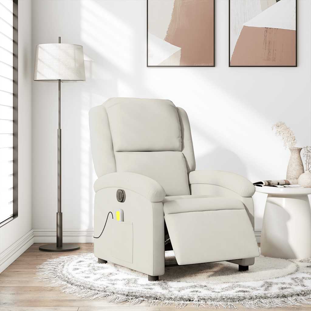 vidaXL Massagesessel Elektrisch Creme Samt