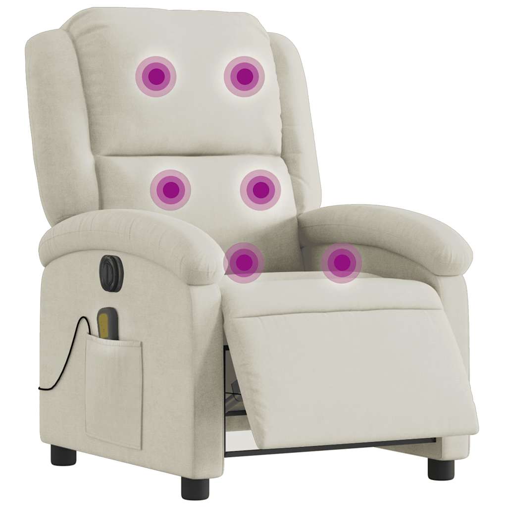 vidaXL Massagesessel Elektrisch Creme Samt