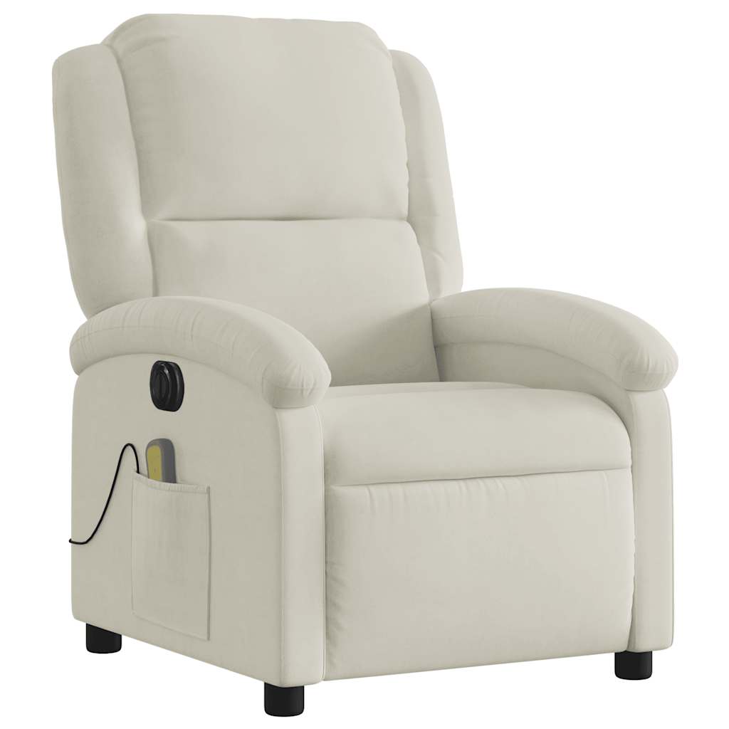 vidaXL Massagesessel Elektrisch Creme Samt