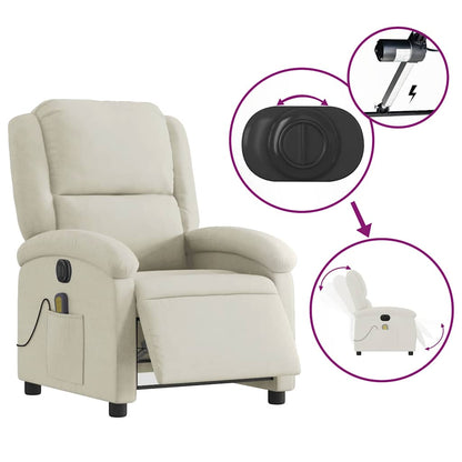 vidaXL Massagesessel Elektrisch Creme Samt