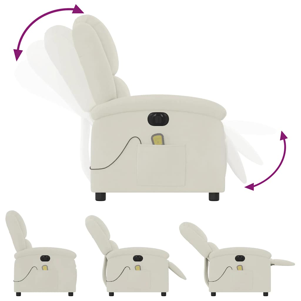 vidaXL Massagesessel Elektrisch Creme Samt