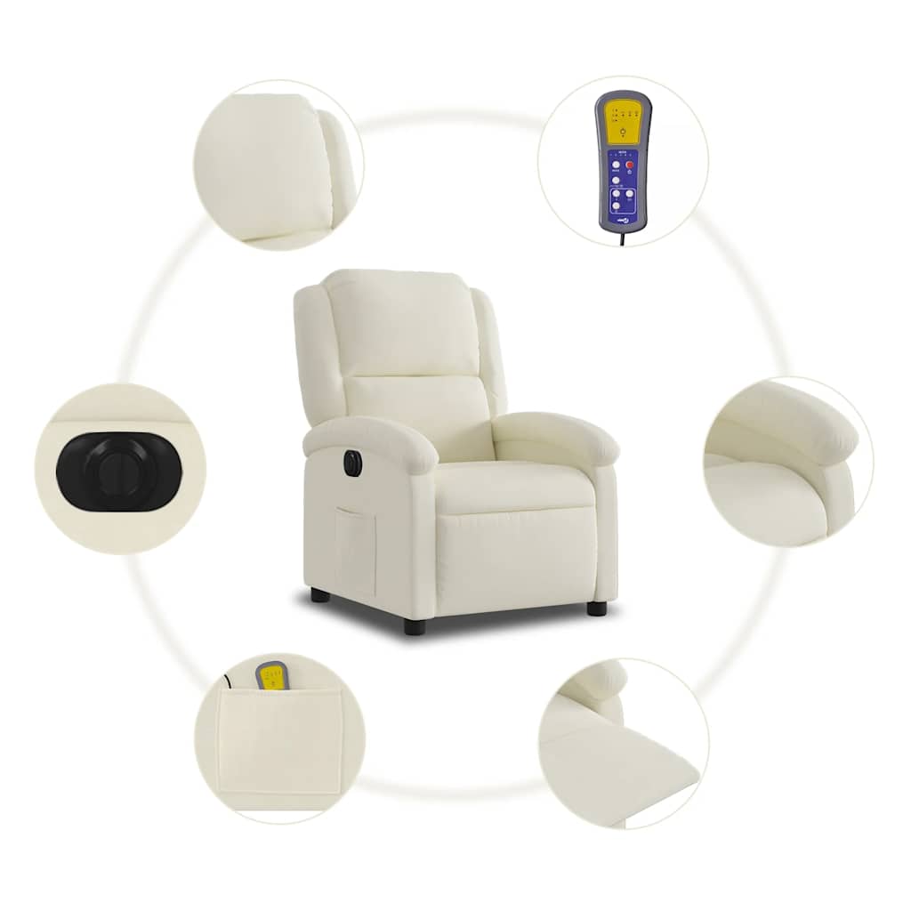 vidaXL Massagesessel Elektrisch Creme Samt