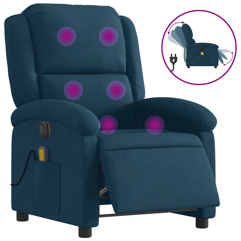 vidaXL Massagesessel Elektrisch Blau Samt