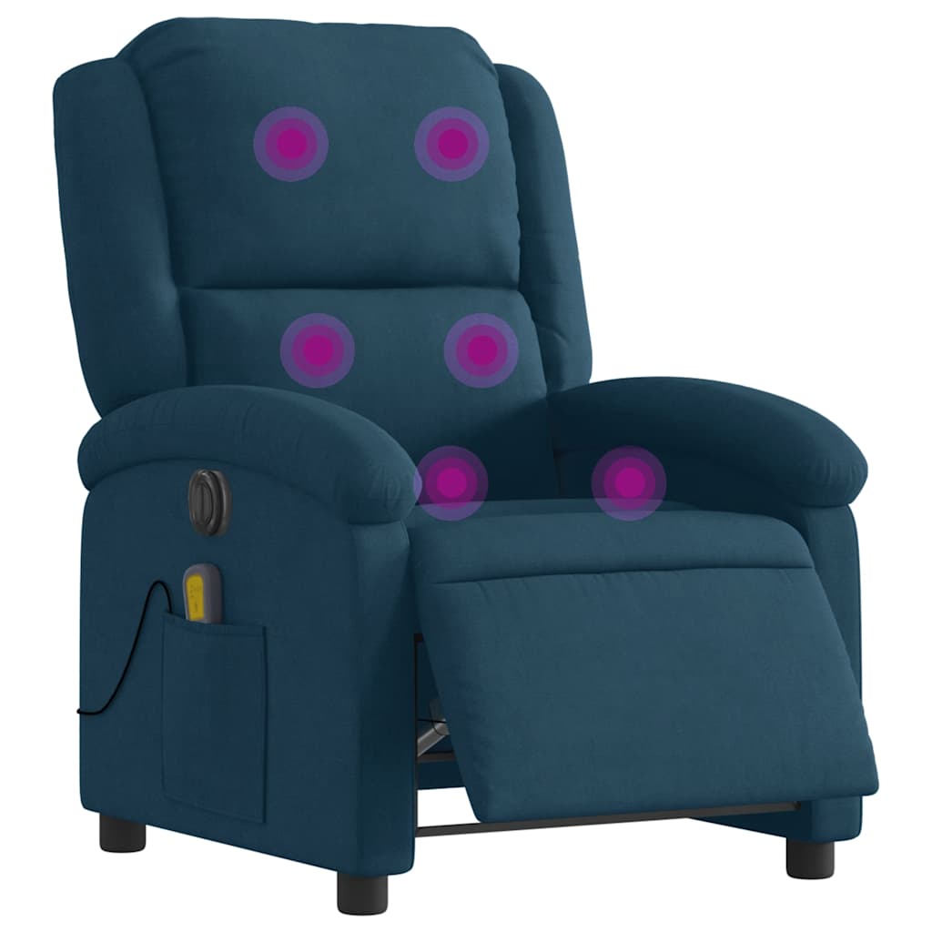 vidaXL Massagesessel Elektrisch Blau Samt