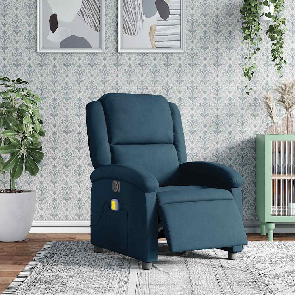 vidaXL Massagesessel Elektrisch Blau Samt