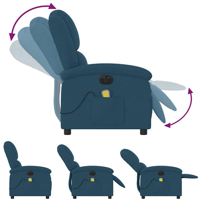 vidaXL Massagesessel Elektrisch Blau Samt