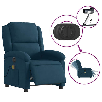 vidaXL Massagesessel Elektrisch Blau Samt
