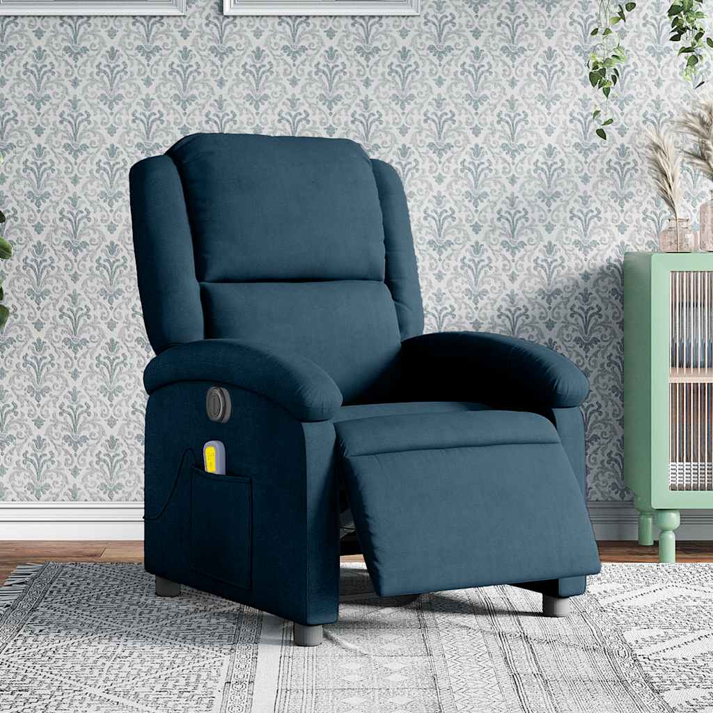 vidaXL Massagesessel Elektrisch Blau Samt