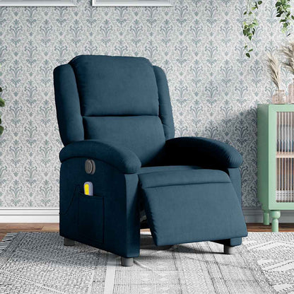vidaXL Massagesessel Elektrisch Blau Samt