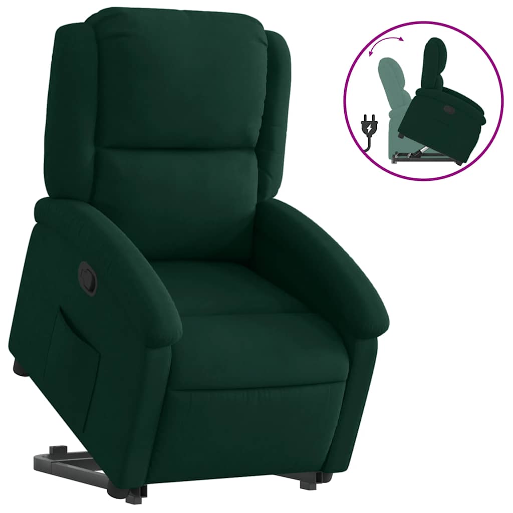 vidaXL Relaxsessel mit Aufstehhilfe Dunkelgrün Samt