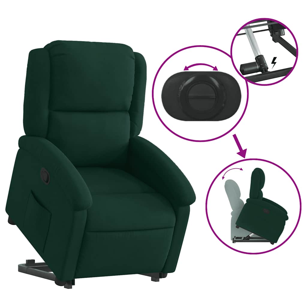 vidaXL Relaxsessel mit Aufstehhilfe Dunkelgrün Samt