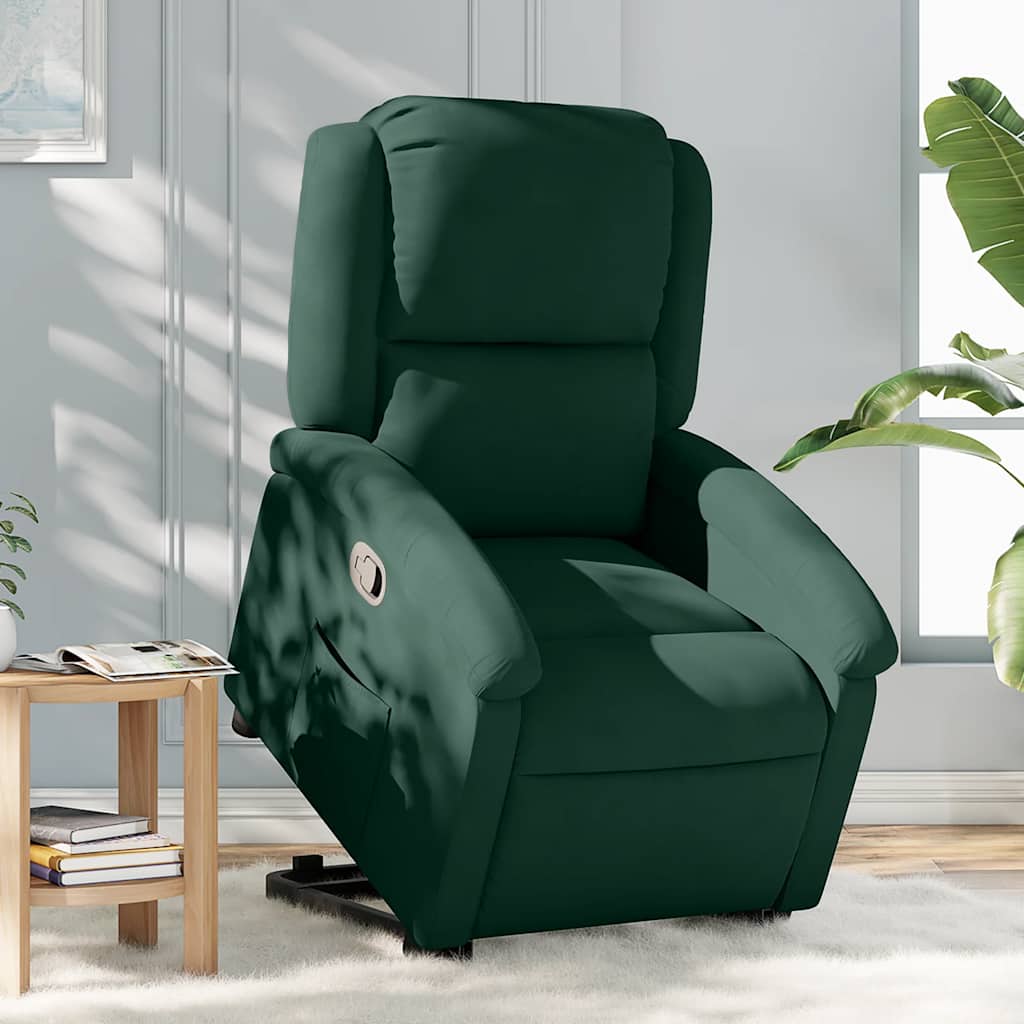 vidaXL Relaxsessel mit Aufstehhilfe Dunkelgrün Samt