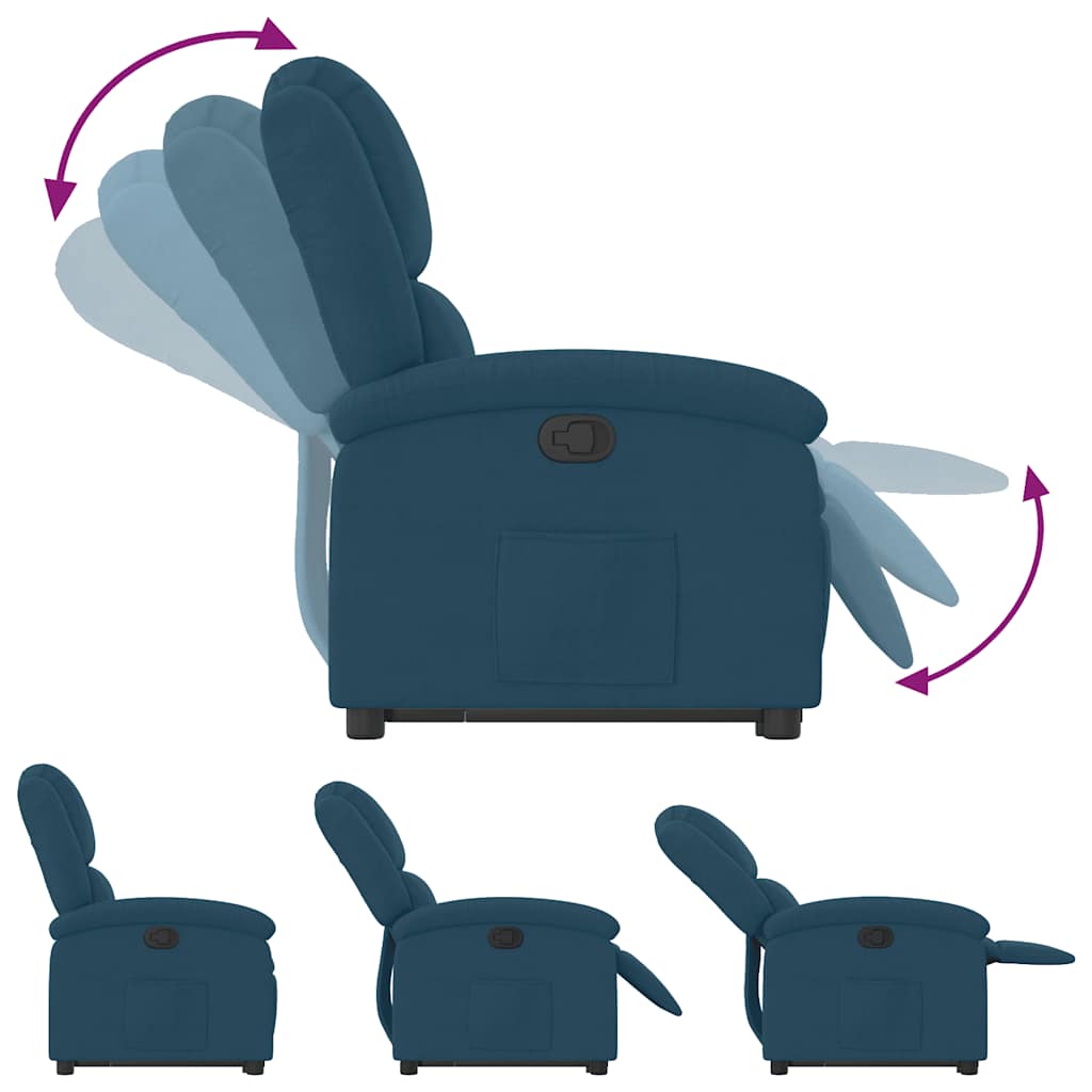vidaXL Relaxsessel mit Aufstehhilfe Blau Samt