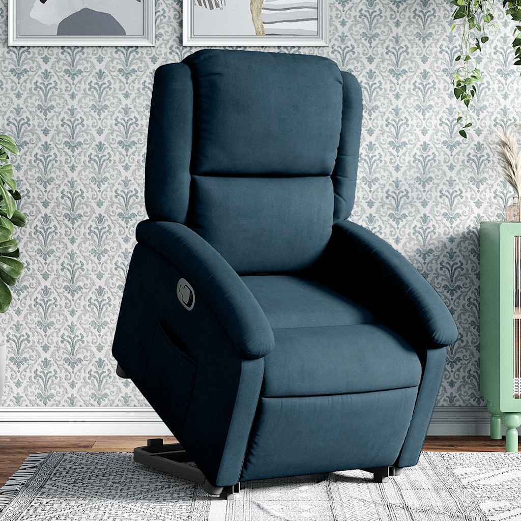 vidaXL Relaxsessel mit Aufstehhilfe Blau Samt