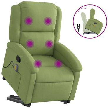 vidaXL Massagesessel mit Aufstehhilfe Hellgrün Samt