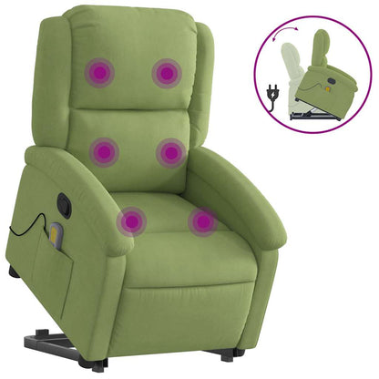 vidaXL Massagesessel mit Aufstehhilfe Hellgrün Samt