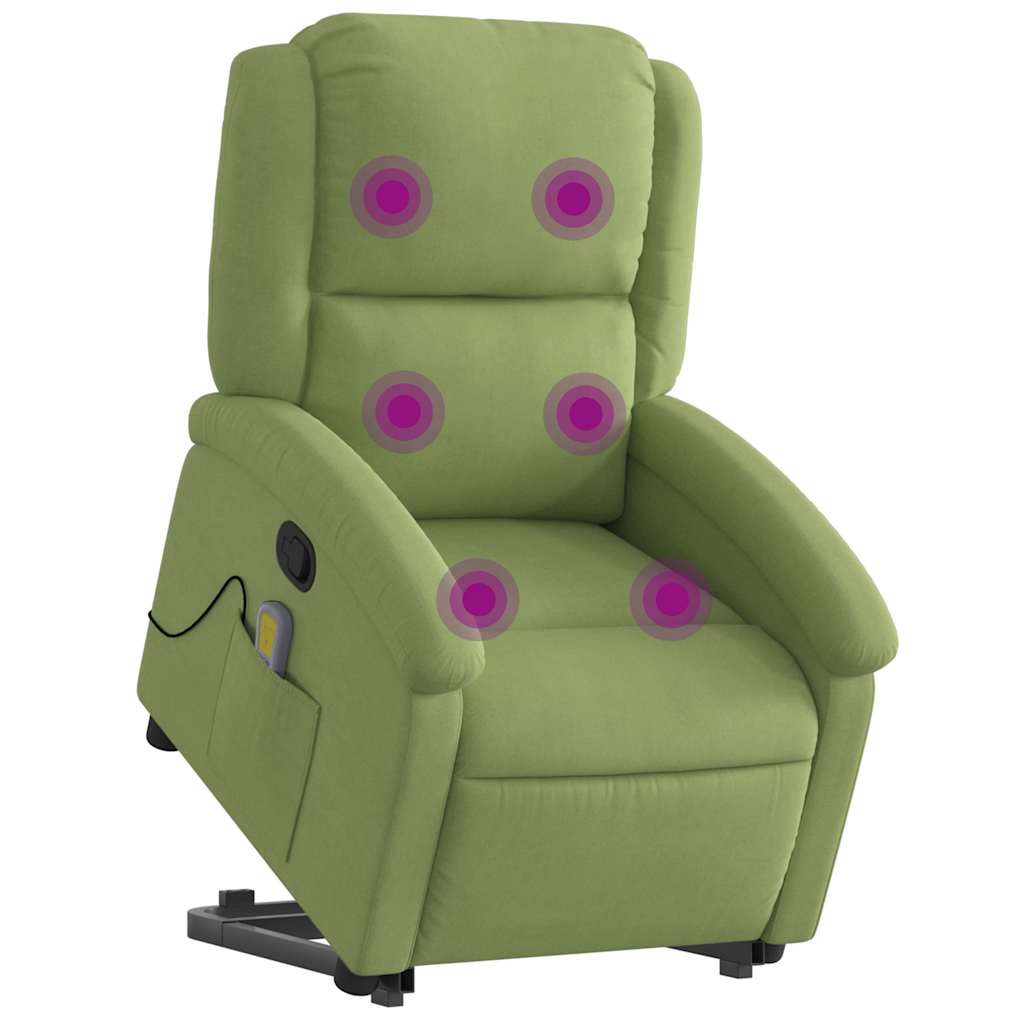 vidaXL Massagesessel mit Aufstehhilfe Hellgrün Samt