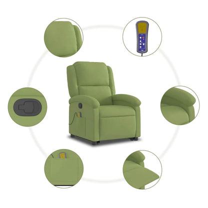 vidaXL Massagesessel mit Aufstehhilfe Hellgrün Samt