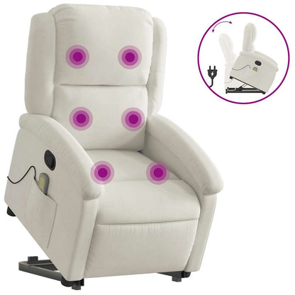 vidaXL Fauteuil de massage releveur crème velours