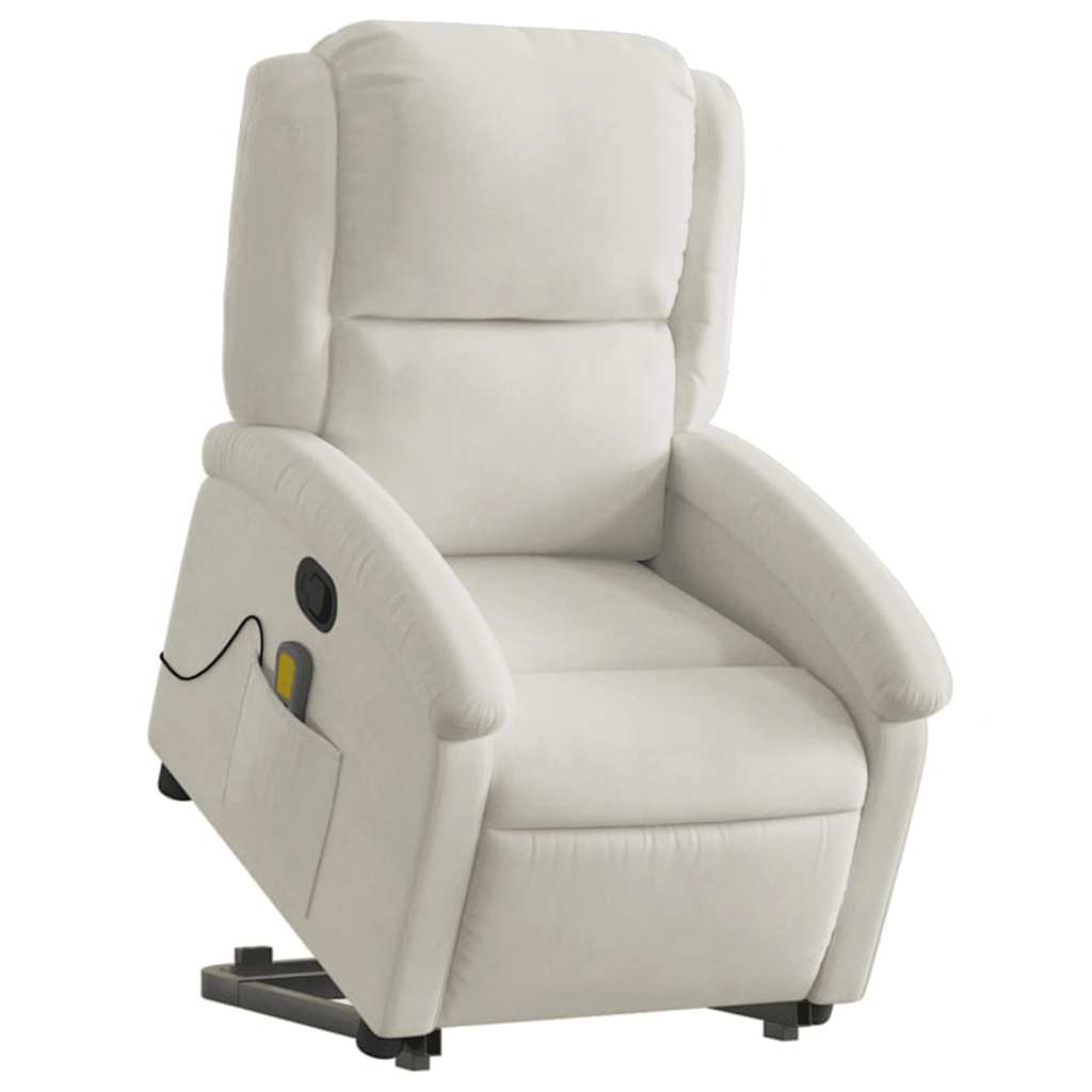 vidaXL Fauteuil de massage releveur crème velours