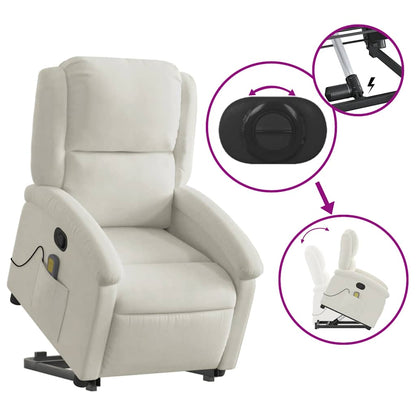 vidaXL Fauteuil de massage releveur crème velours