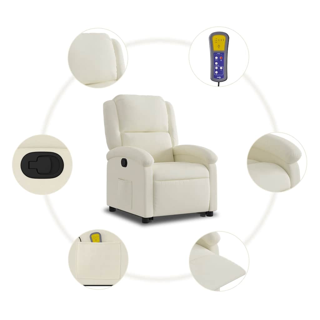 vidaXL Fauteuil de massage releveur crème velours