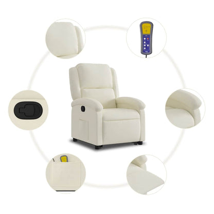 vidaXL Fauteuil de massage releveur crème velours