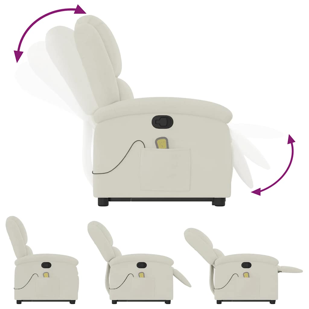 vidaXL Fauteuil de massage releveur crème velours