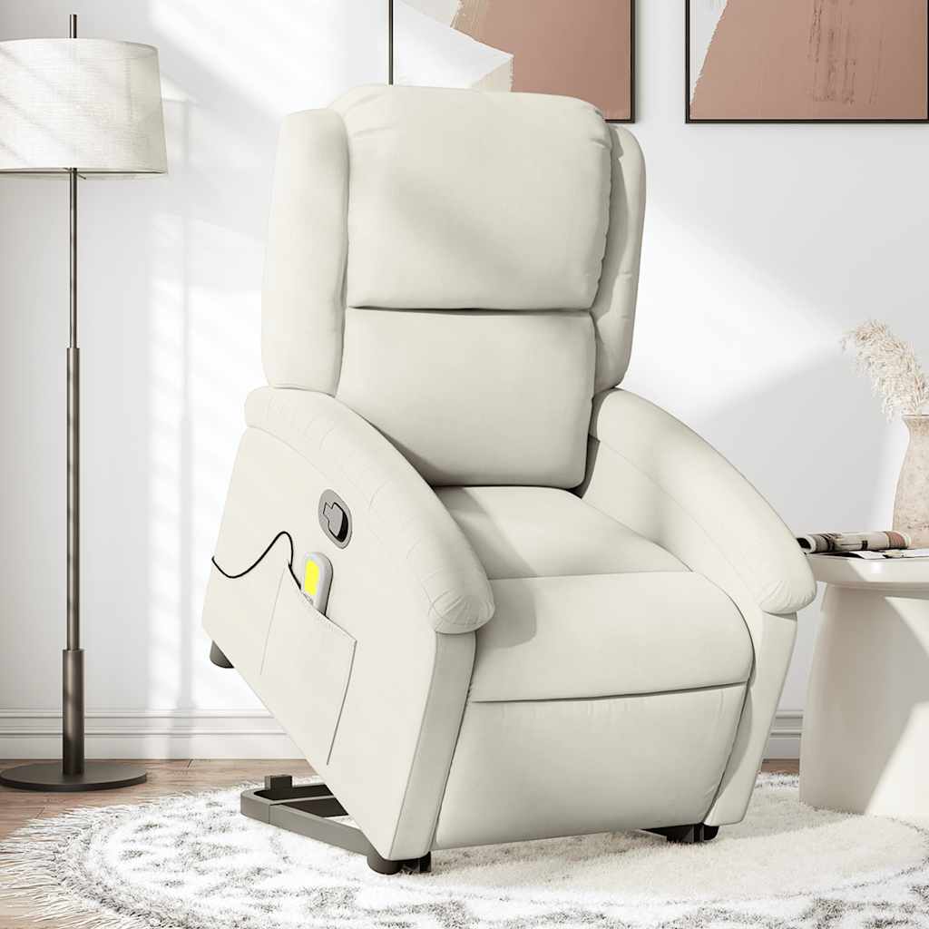 vidaXL Fauteuil de massage releveur crème velours
