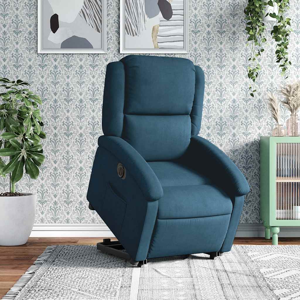 vidaXL Relaxsessel mit Aufstehhilfe Elektrisch Blau Samt