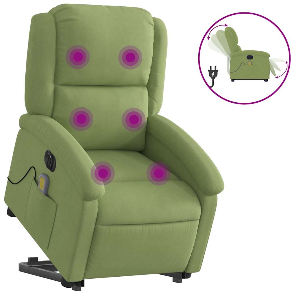 vidaXL Fauteuil de massage électrique releveur velours vert clair
