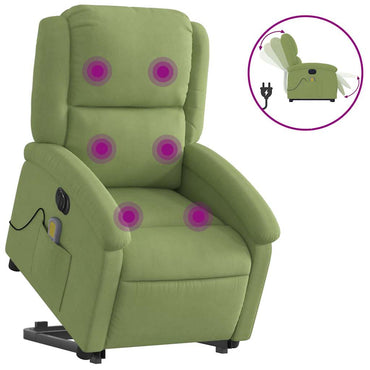 vidaXL Massagesessel mit Aufstehhilfe Elektrisch Hellgrün Samt