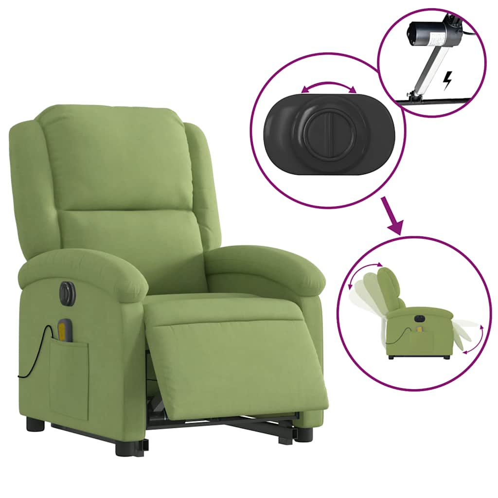 vidaXL Fauteuil de massage électrique releveur velours vert clair