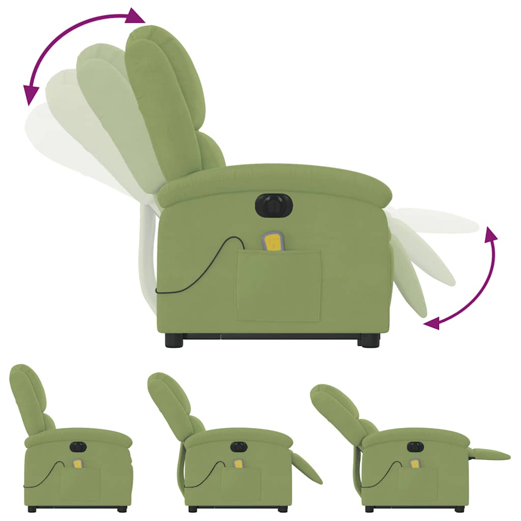 vidaXL Fauteuil de massage électrique releveur velours vert clair