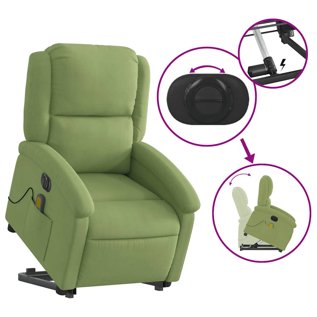vidaXL Fauteuil de massage électrique releveur velours vert clair