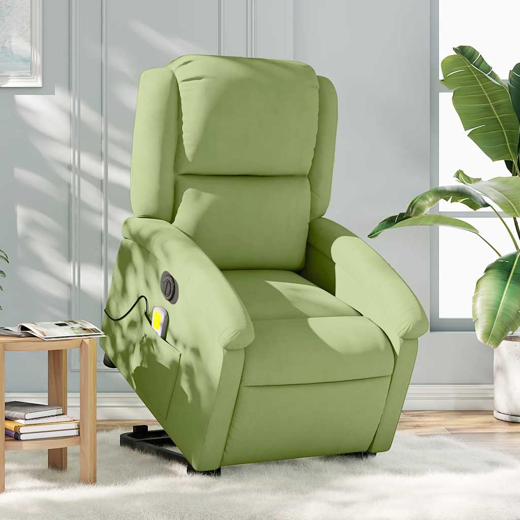 vidaXL Fauteuil de massage électrique releveur velours vert clair